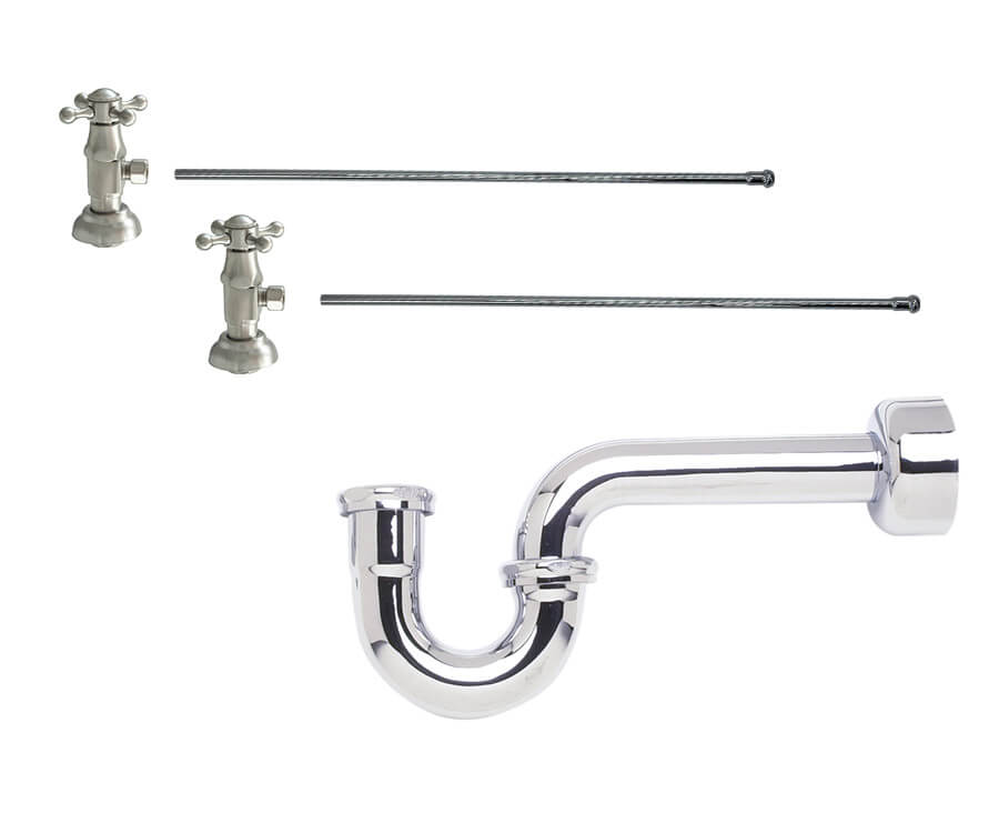 Mountain Plumbing MT8103-NL Lavatory Supply Kit w/1-1/4" P-Trap Angle Brass Oval Handle 1/2" Compression Inlet - Parent