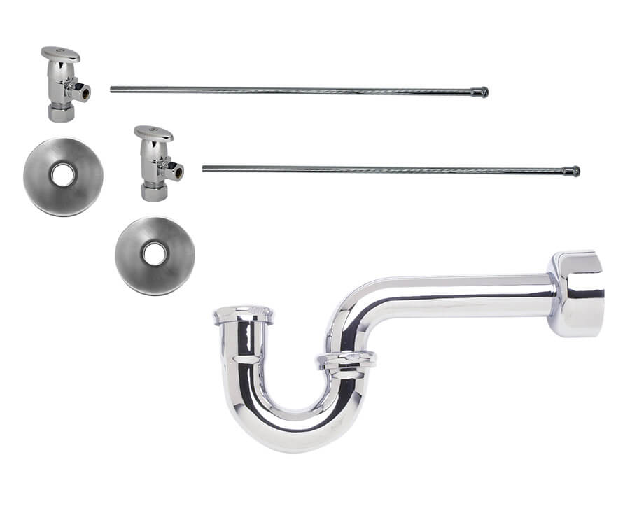 Mountain Plumbing MT9100-NL Lavatory Supply Kit w/1-1/4" P-Trap Angle Deluxe Brass Oval Handle 1/2" Compression Inlet - Parent