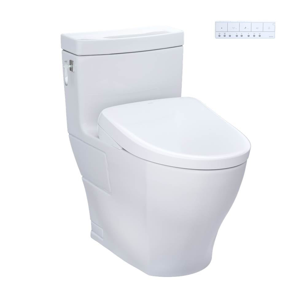 Toto MW6264726CEFG#01 Washlet Aimes One-Piece Elongated 1.28 GPF Toilet and Contemporary Washlet S7 Contemporary Bidet Seat