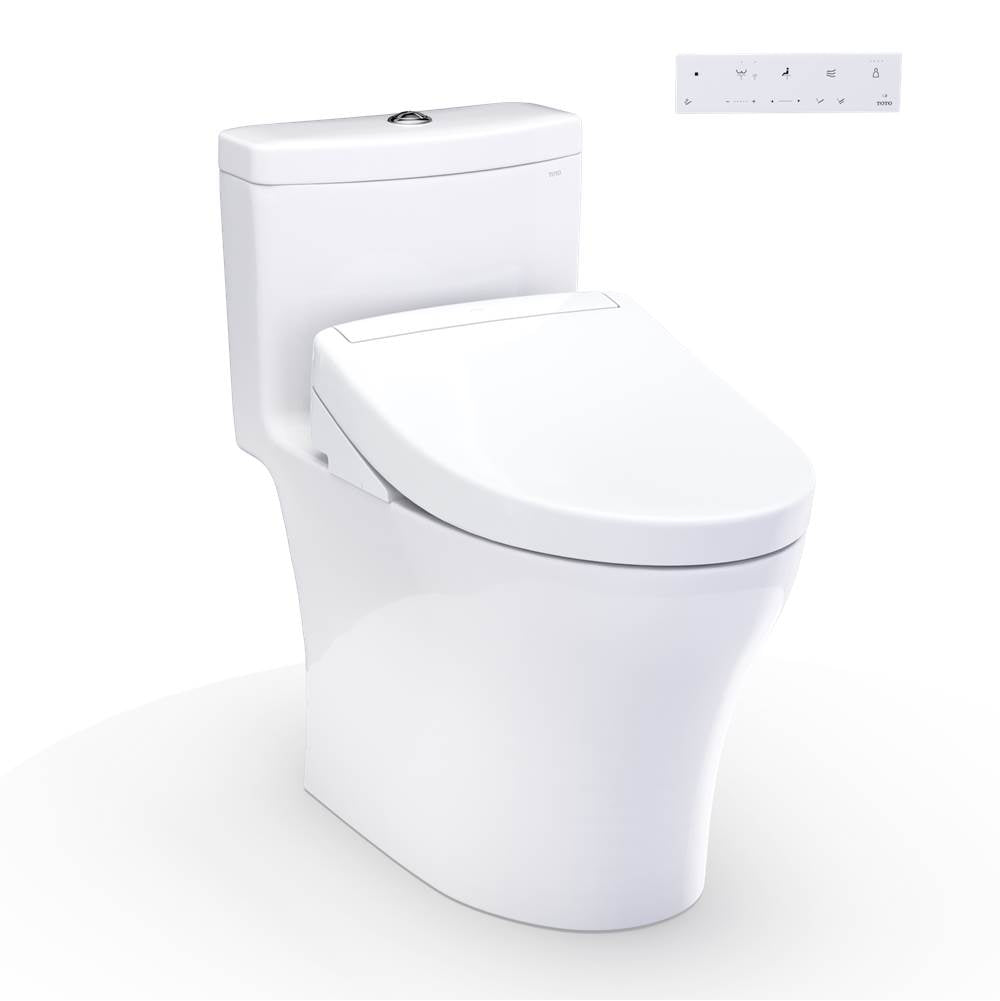 Toto MW6463446CEMFGN#01 Washlet Aquia Iv One-Piece Elongated Dual Flush 1.28 and 0.9 GPF Toilet and Washlet S5 Bidet Seat