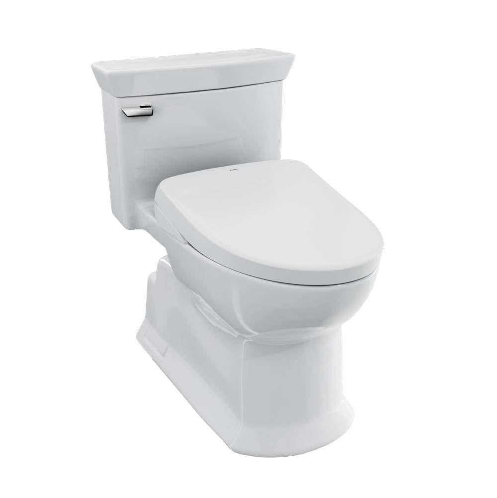 Toto MW9644736CEFGA#01 Washlet Soir Elongated 1.28 GPF Universal Height Toilet With Auto Flush S7A Bidet Seat, Contemporary Lid