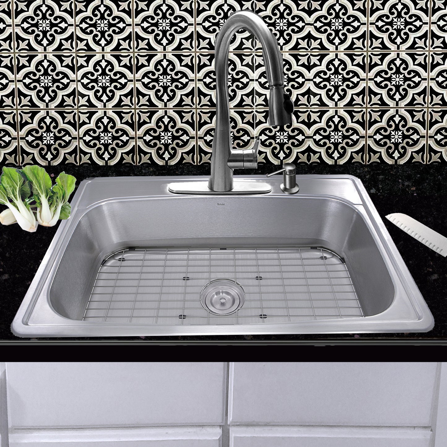 Nantucket Sinks NS3322-8 NS3322-8 33 Inch Large Rectangle Single Bowl 18 Gauge Stainless Steel Drop In Kitchen Sink