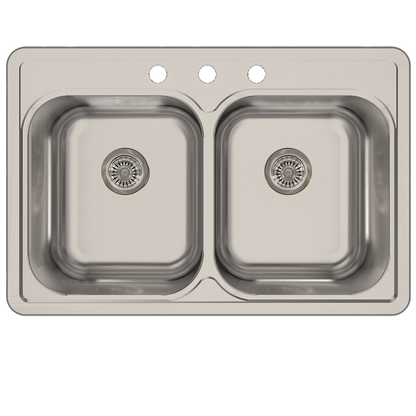 Nantucket sinks NS3322-DE-8 33 inch double bowl equal self rimming stainless steel drop in kitchen sink, 18 gauge