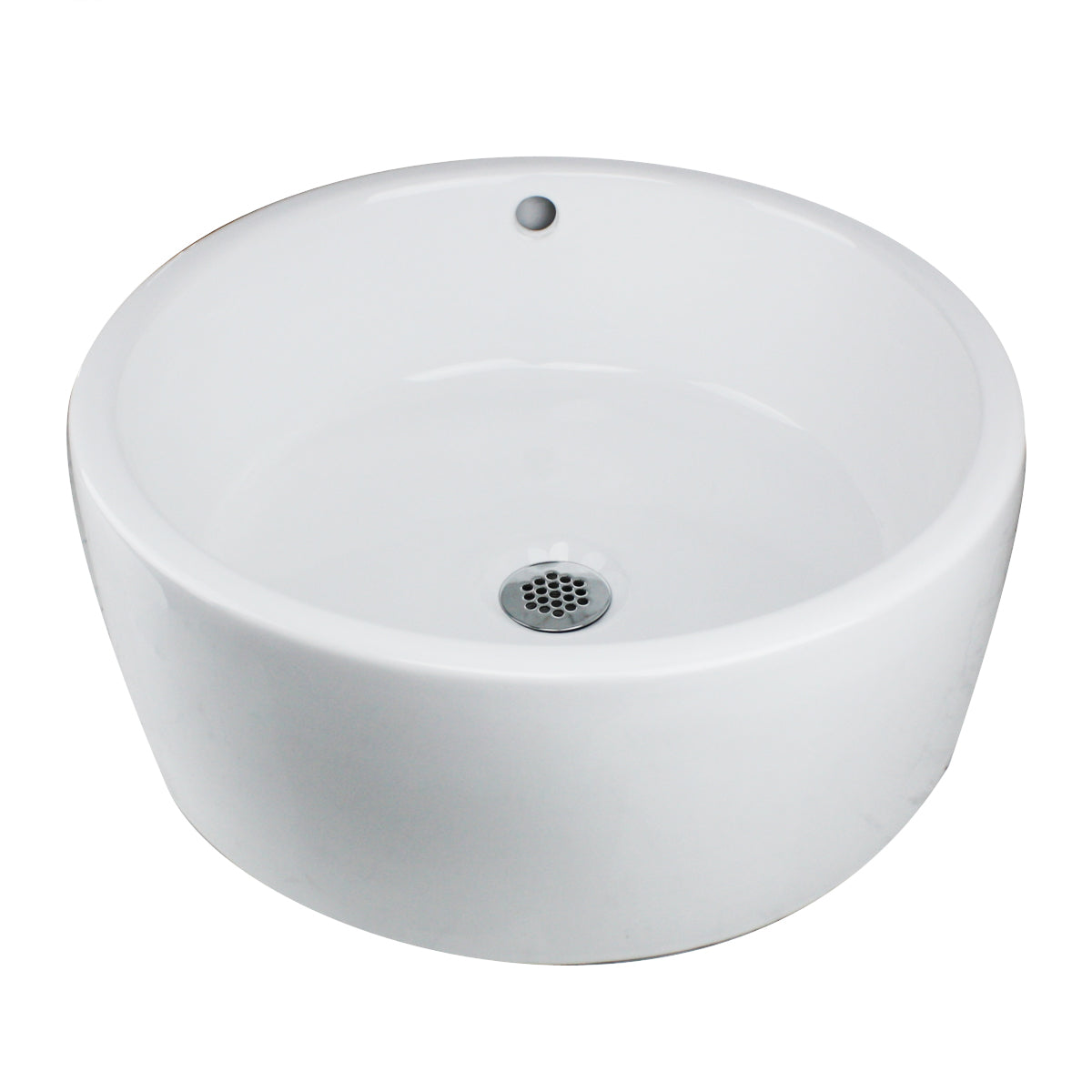 Nantucket Sinks NSV213 Round White Vessel Sink w/Overflow