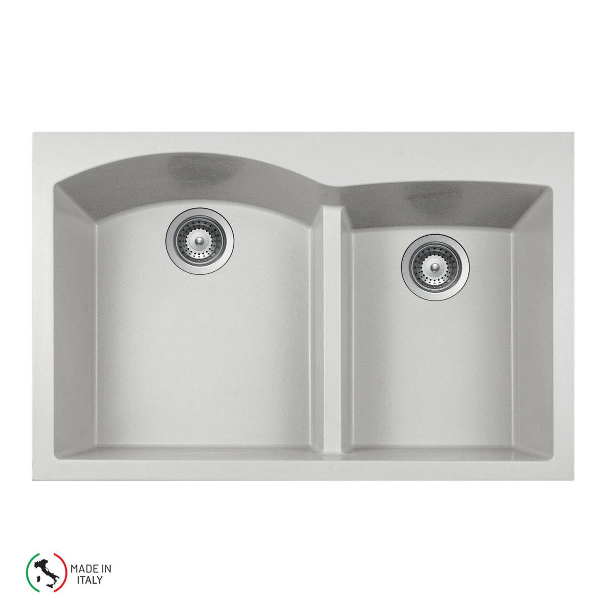 Houzer P-175 Cassiano Italian 33 inch Cloud Drop-in Topmount 60/40 Double Bowl Granite Kitchen Sink