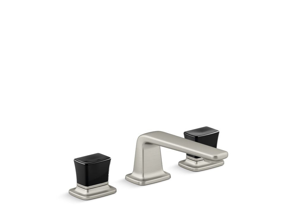 Kallista P24705-CB Per Se Decorative Lavatory Bathroom Sink Faucet, Low Spout, Black Crystal Knob Handles