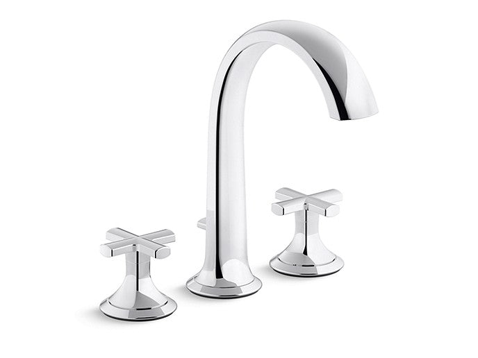 Kallista P25003-CR Script Deck-Mount Roman Tub Bath Faucet W/ Diverter, Cross Handles