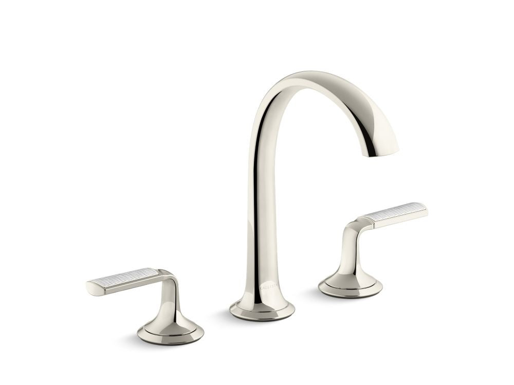 Kallista P25055-FRW Script Lavatory Bathroom Sink Faucet, Arch Spout, Frost Wave Lever Handles