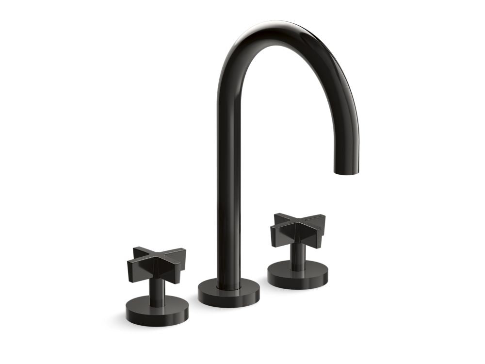Kallista P25520-CR One Deck-Mount Roman Tub Bath Faucet, Gooseneck Spout, Cross Handles