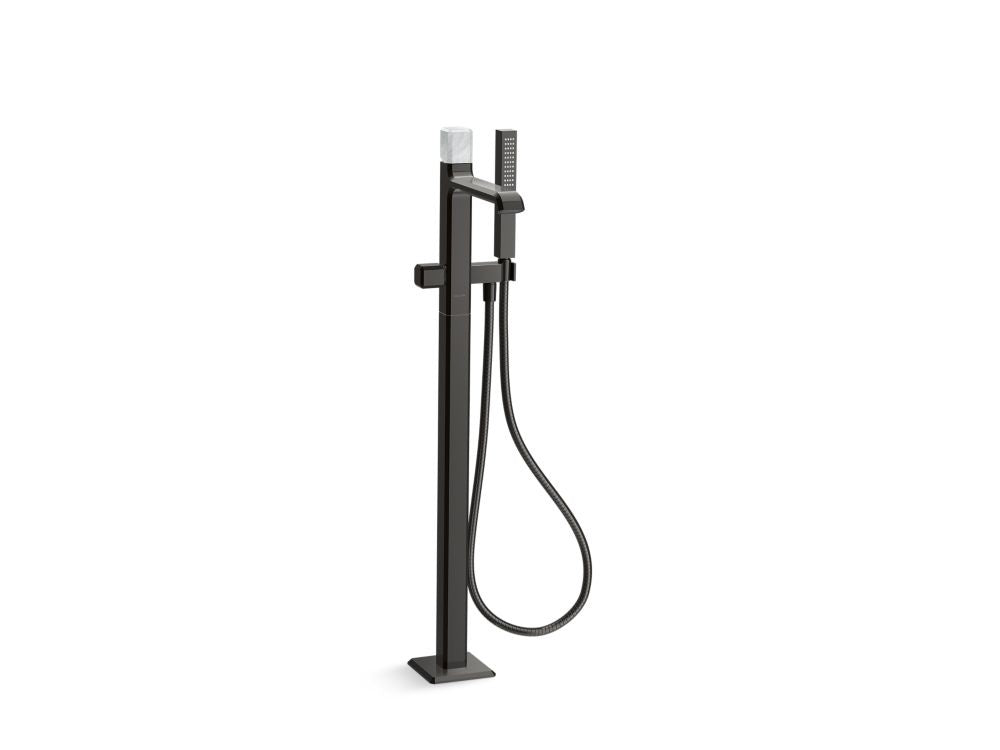 Kallista P32713-WC Bezel floor mount bath faucet with handshower wc stone