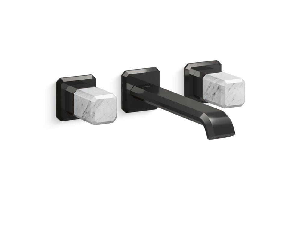 Kallista P33169-WC Bezel wall mount wide spread long white carrara stone