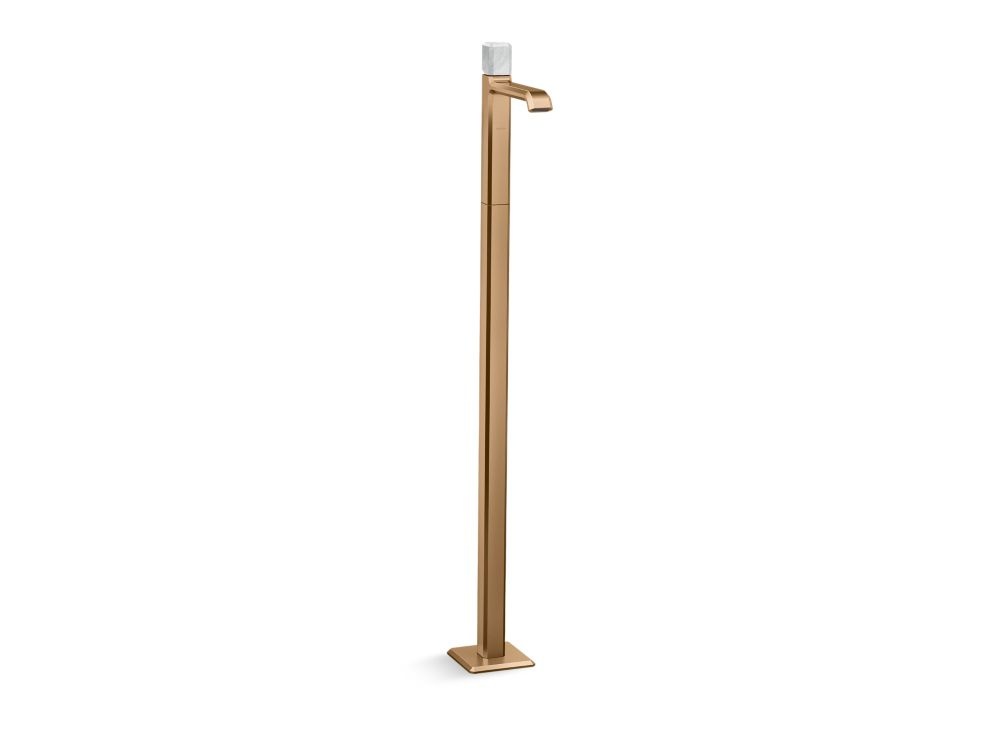 Kallista P33170-WC Bezel floormount sink faucet white carrara stone