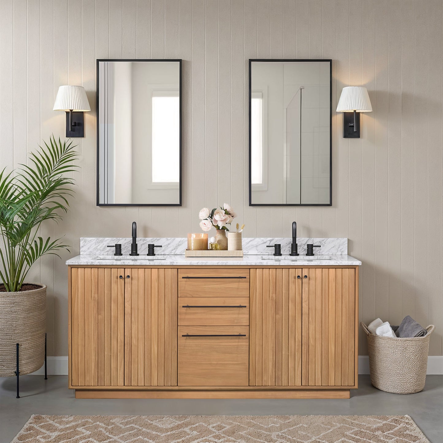 Avanity PARKER-V72-NT Parker 72 In. Double Sink Bathroom Vanity In Natural Teak