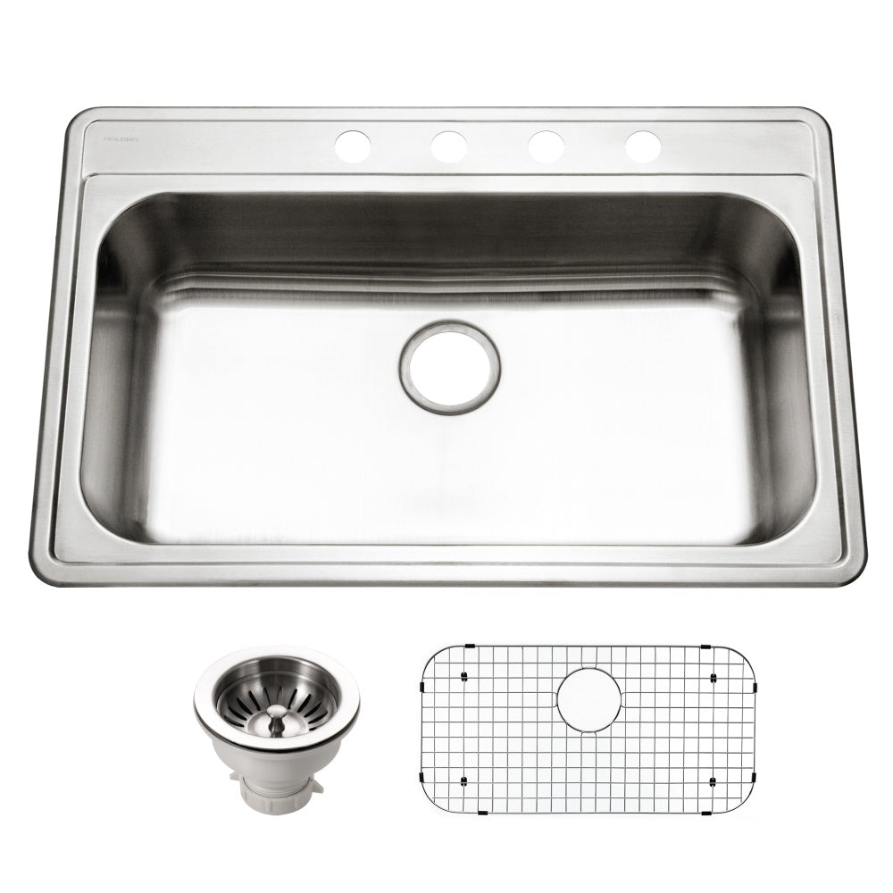 Houzer Premier Stainless Steel Drop-in Topmount Single Bowl Kitchen Sink