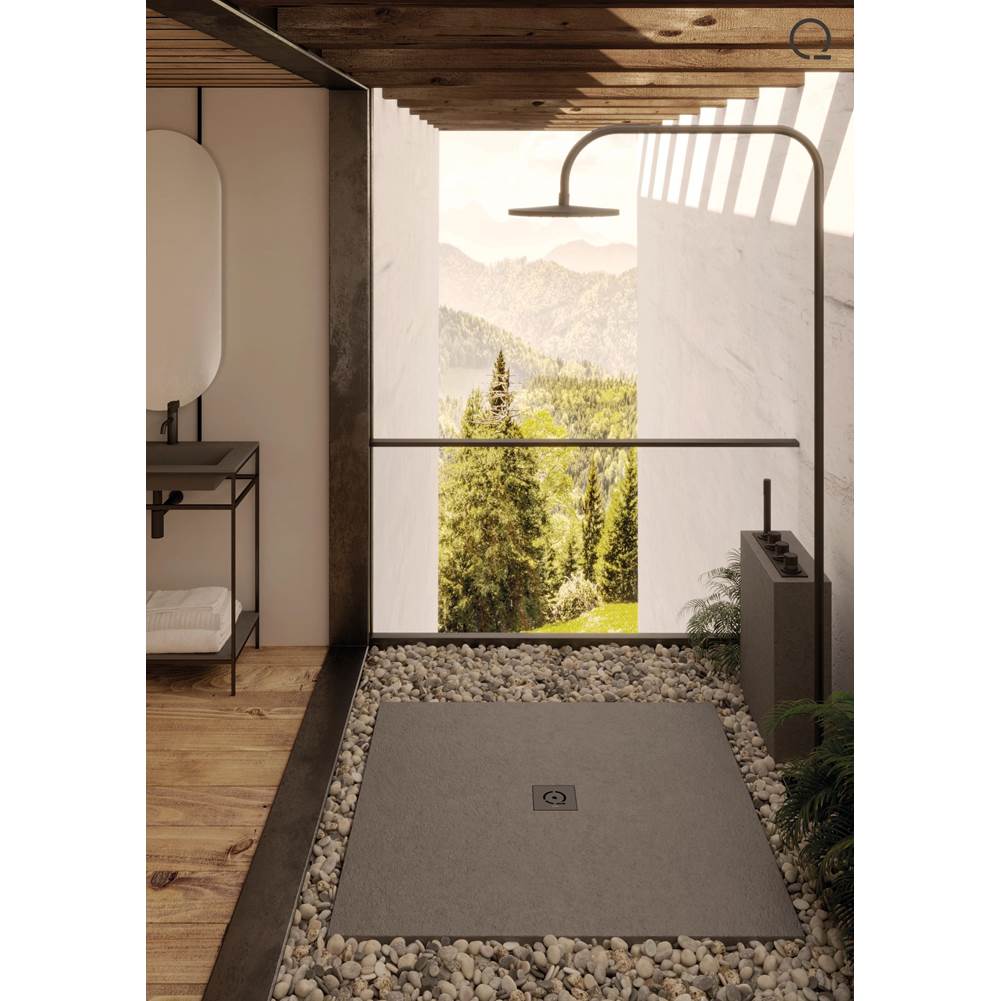 Quare design RX4848P 48x48" relief plus xl shower tray texture slate with white drain - Parent