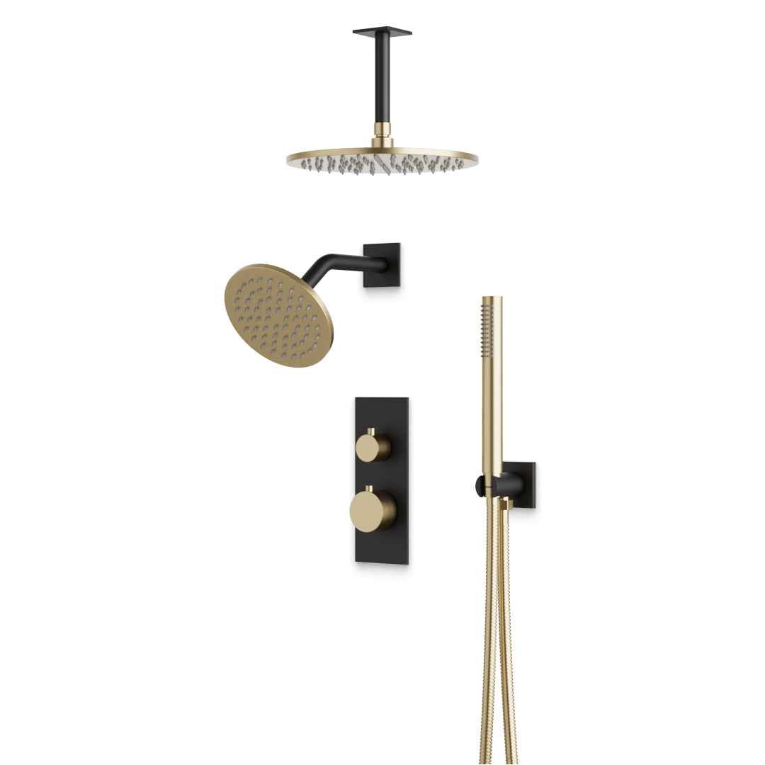 Artos PS109N Otella Thermostatic Shower Trim Kit with Ceiling Mount & Ceiling Mount Shower Head, Hand Shower