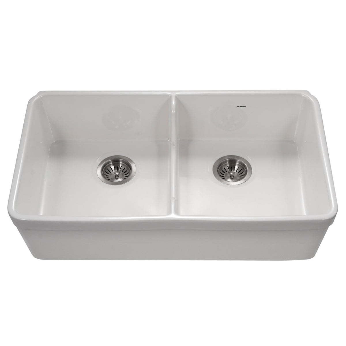 Houzer Platus Fireclay Apron Front Farmhouse 50/50 Double Bowl Kitchen Sink