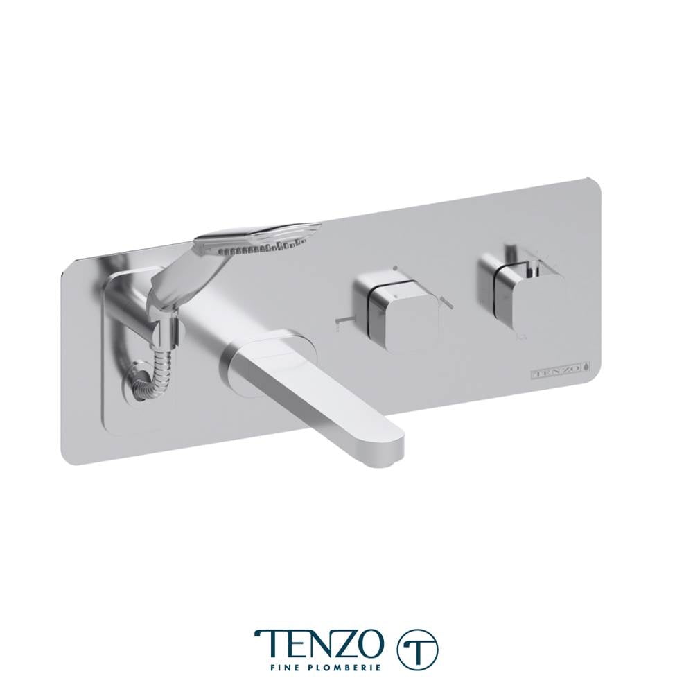 Tenzo QUT73-CR Wall Mount Tub Faucet With Retractable Hose Quantum Chrome