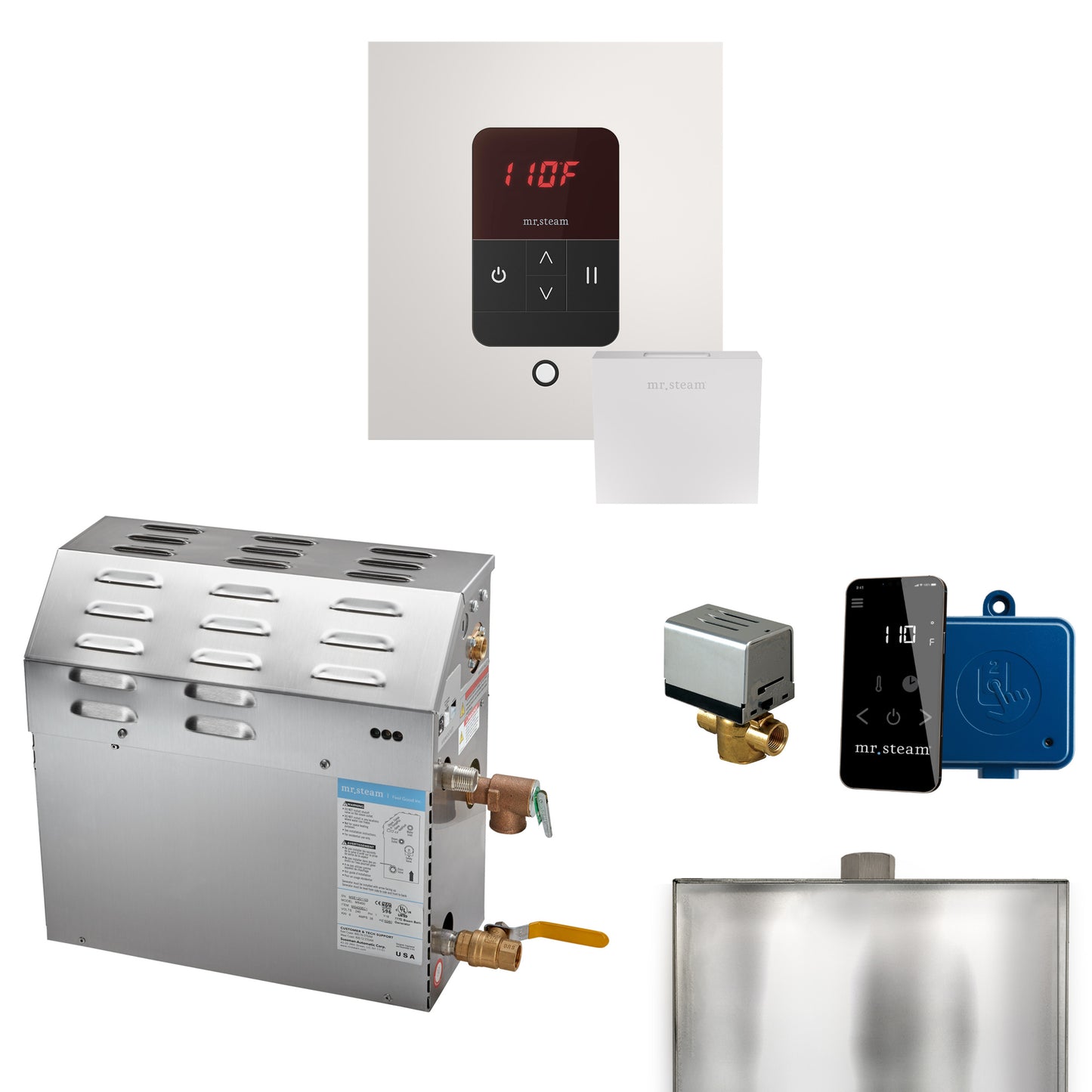 Mr. Steam R05C1AB MS 5 kW (5000 W) Steam Shower Generator Package with square iTempo Control and Accessories