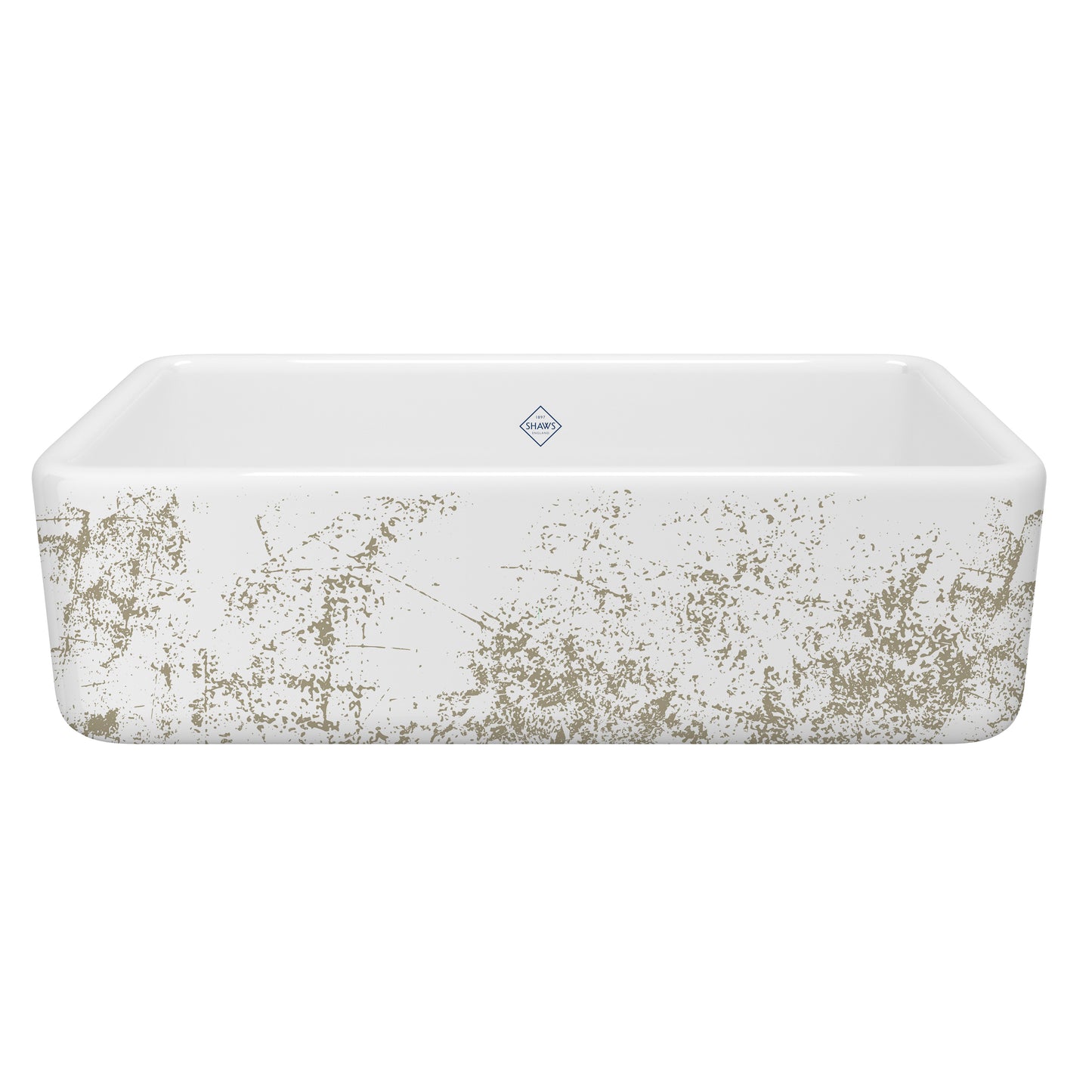 Shaws RC3318 Lancaster 33" Single Bowl Farmhouse Apron Front Fireclay Kitchen Sink With Eucalyptus Design