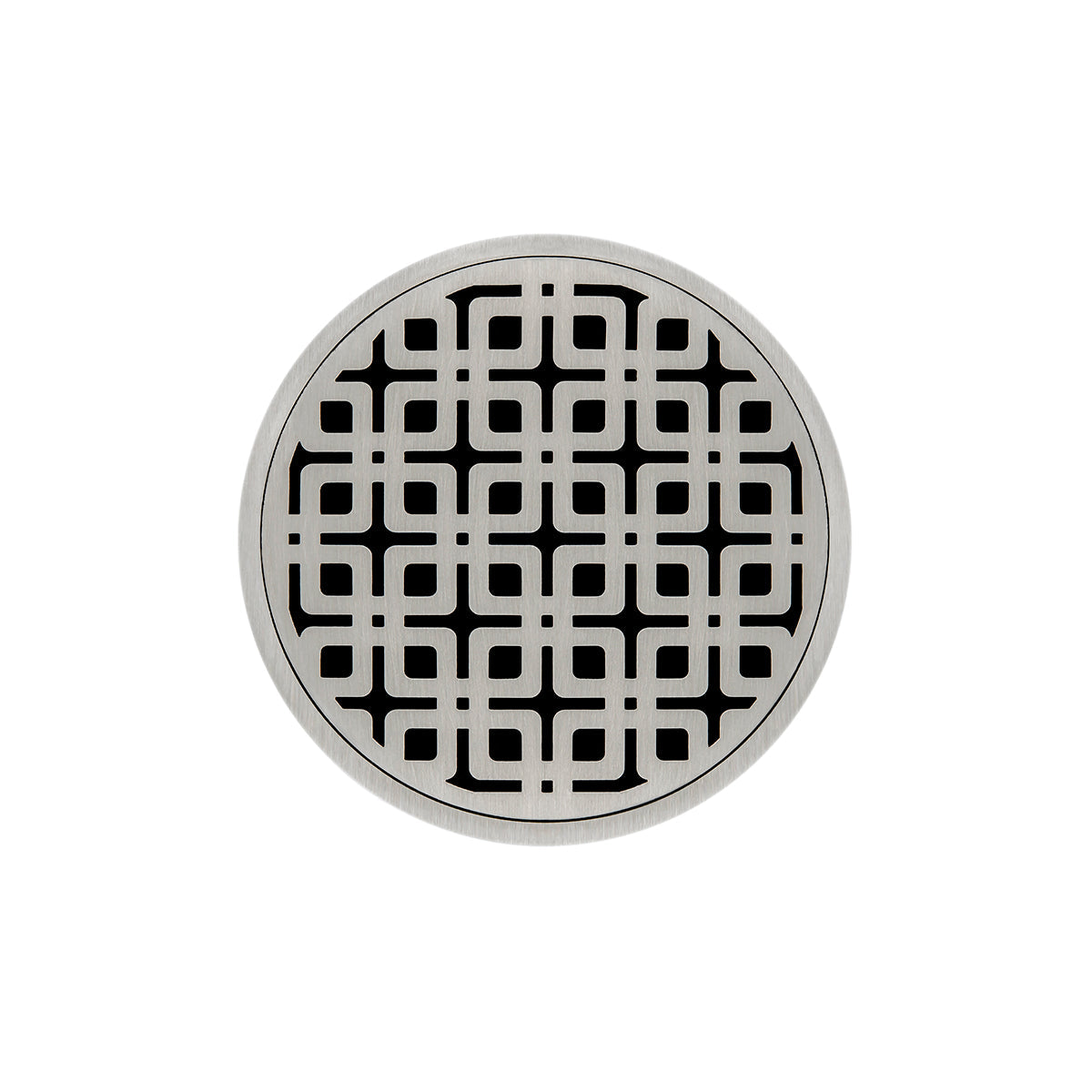Infinity Drain RKDB 5-S 5" Round RKDB 5 Complete Kit with Link Pattern Decorative Plate with Stainless Steel Bonded Flange Drain Body, 2" No Hub Outlet