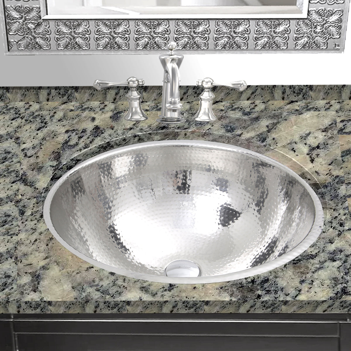 Nantucket Sinks RLS-OF RLS-OF 16.875 Inch Hand Hammered Stainless Steel Round Undermount Bathroom Sink With Overflow