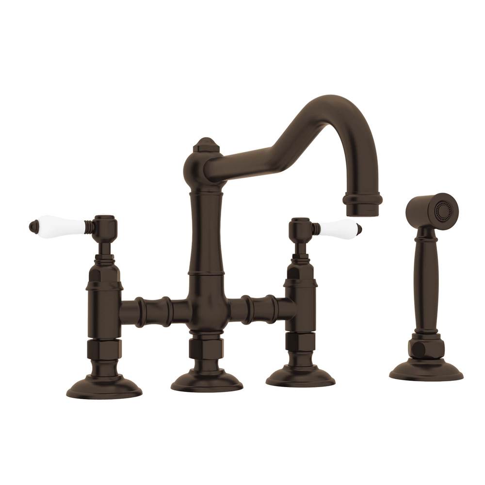Rohl A1458LPWS-2 Acqui Bridge Kitchen Faucet With Side Spray