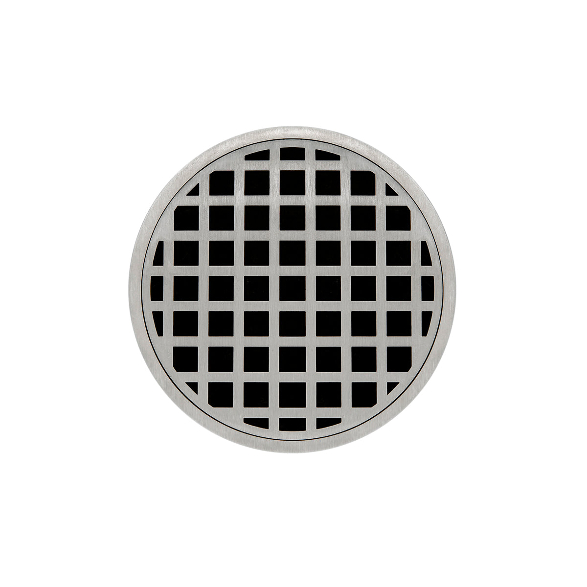 Infinity Drain RQDB 5-S 5" Round RQDB 5 Complete Kit with Squares Pattern Decorative Plate with Stainless Steel Bonded Flange Drain Body, 2" No Hub Outlet