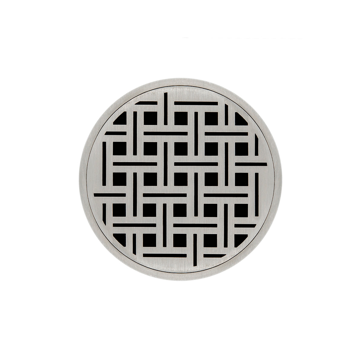 Infinity Drain RVDB 5-S 5" Round RVDB 5 Complete Kit with Weave Pattern Decorative Plate with Stainless Steel Bonded Flange Drain Body, 2" No Hub Outlet