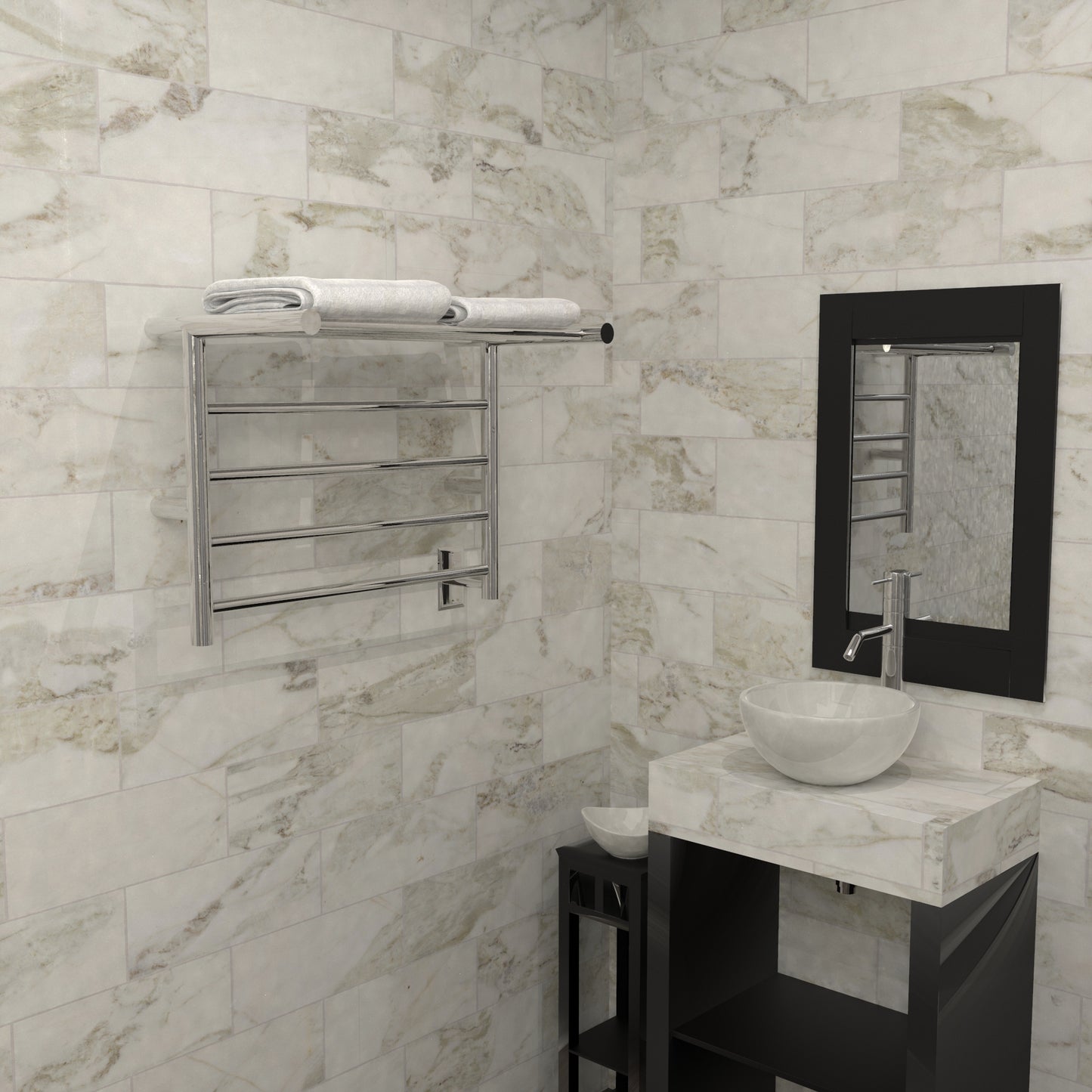 Amba RSH-P Wall-Mounted Towel Warmer With Shelf Stainless - Polished