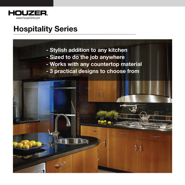 Houzer SCF-1830-40 Hospitality 18 Inch Stainless Steel Drop-In Topmount Round Bar and Prep Sink