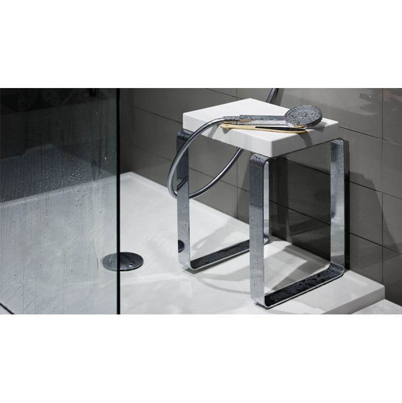 Wet Style STC14FS-B-5 Cube Bench - 17 1/2 X 14 3/16 - White/Brushed