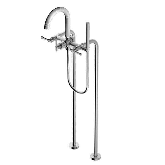 Santec 7051AT Athena Floor Mount Tub Filler With At Handles And Multifunction Handheld Shower