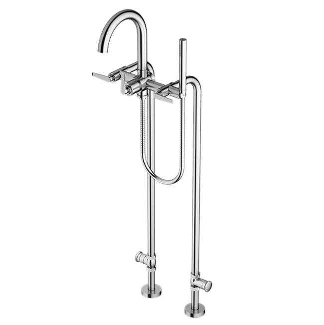 Santec 7053HN Floor Mount Tub Filler with Hand Shower and Shut-off Valves