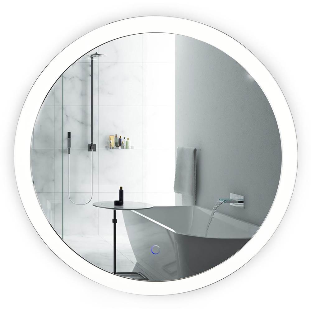 Krugg SOL2727R Sol Round 27 x 27 LED Bathroom Mirror With Dimmer Defogger Round Back-lit Vanity Mirror