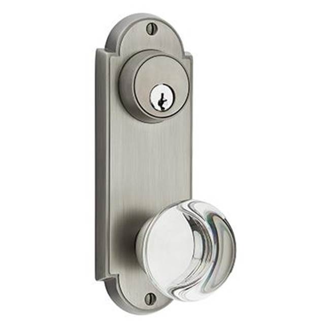 Emtek 8166RBLRH Passage Double Keyed , Sideplate Locksets Delaware 3-5/8" Center to Center Keyed , Ribbon and Reed Lever , RH - Parent