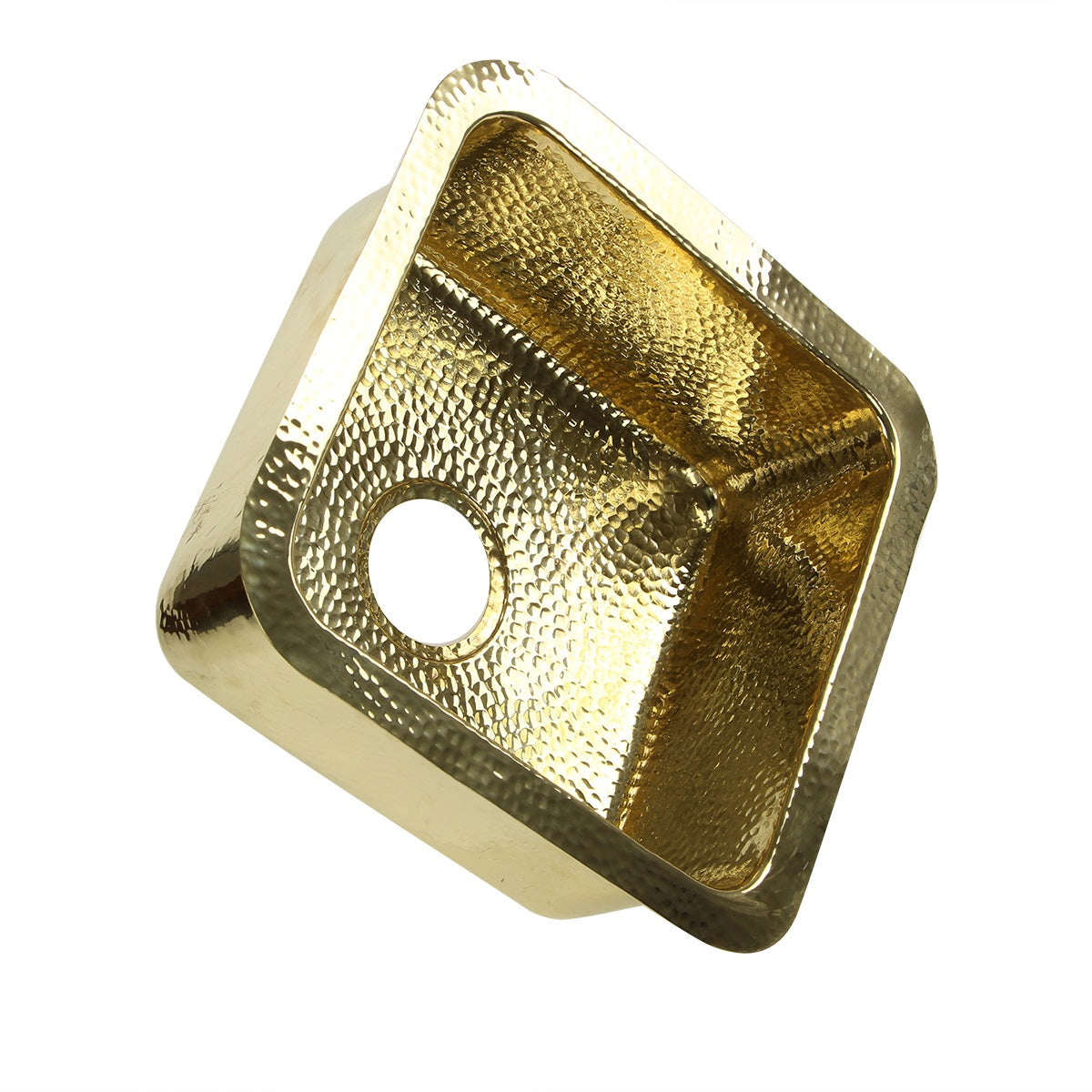 Nantucket Sinks SQRB-7 16.625" Hammered Brass Square Undermount Bar Sink
