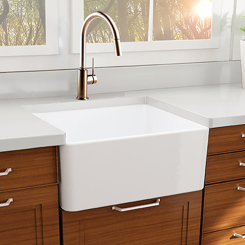 Nantucket Sinks T-FCFS27 27 Inch Farmhouse Fireclay Sink with Drain and Grid