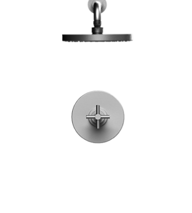 Rubinet T202GNC Pressure Balance Shower With Fixed Shower Head Arm 8 Wall Mount Trim Only