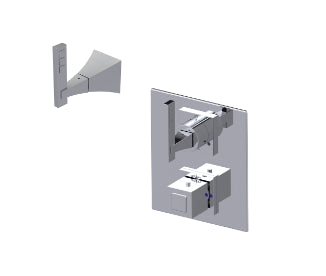 Rubinet T2RICQ Temperature Control Valve With Stops, Two Way Diverter With ShutOff, PluOne Other Extra Volume Control Trim Only