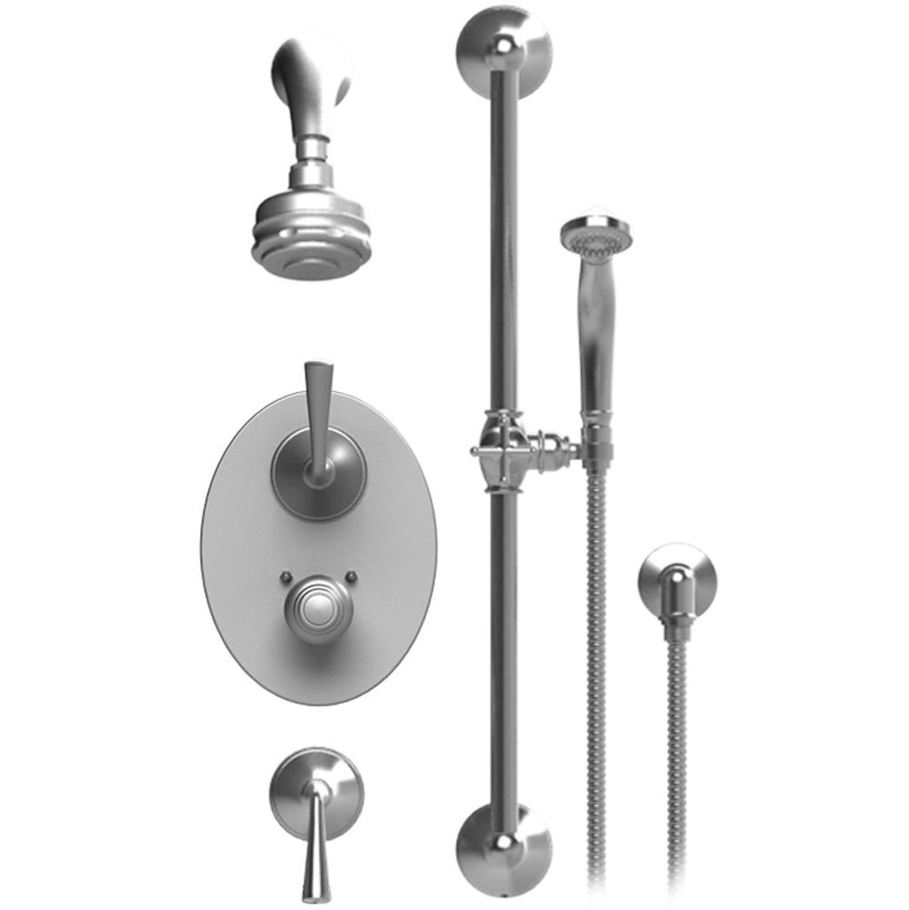 Rubinet T40JSL Temperature Control Shower With Two Seperate Volume Controls, Lasalle Shower Head, Bar, Integral Supply Hand Held Shower, 3 Functionn Wall Mount Trim