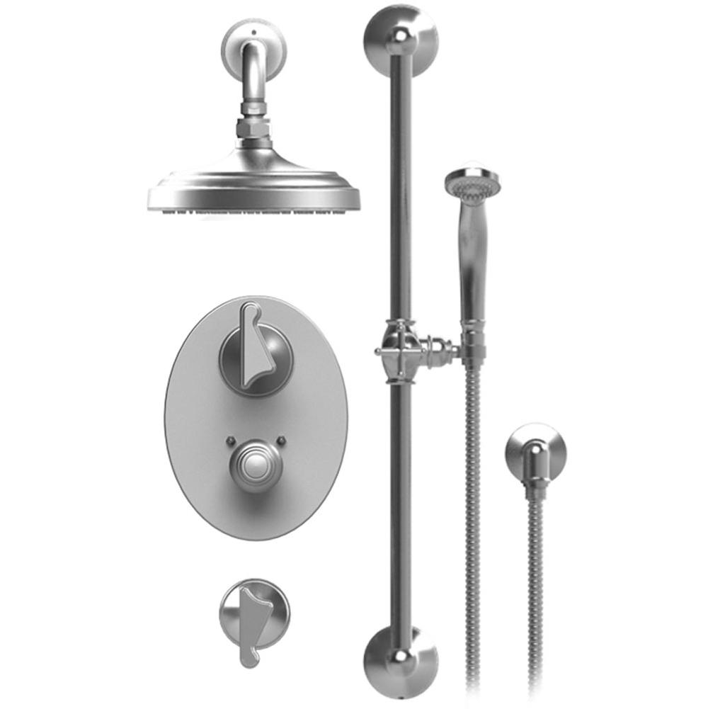 Rubinet T41JSS Temperature Control Shower With Two Seperate Volume Controls, Aquatron Shower Head, Bar, Integral Supply Hand Held Shower 8 Wall Mount Mount Trim Only