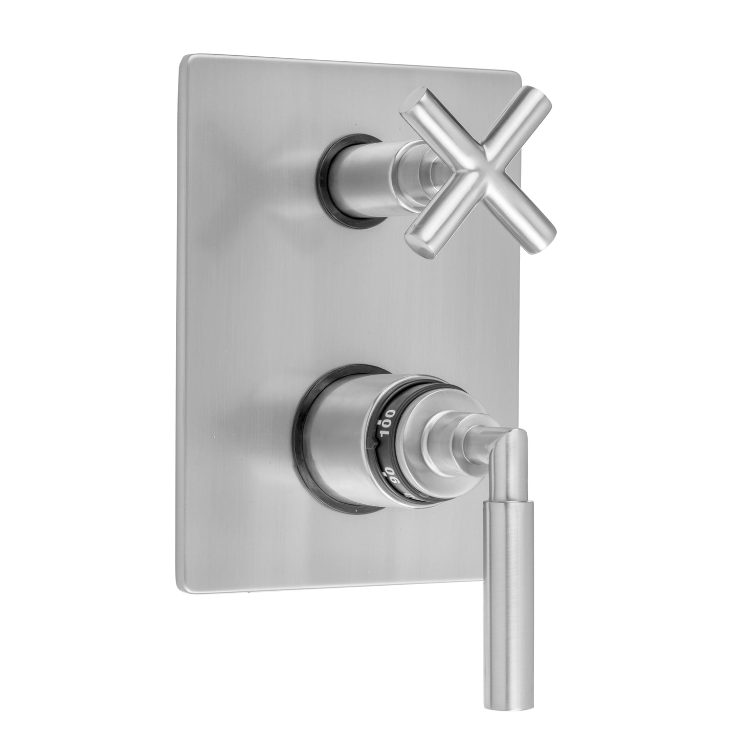 Jaclo T7549-TRIM Rectangle Plate With Hub Base Lever Thermostatic Valve With Hub Base Cross Built-In 2-Way Or 3-Way Diverter/Volume Controls - Parent