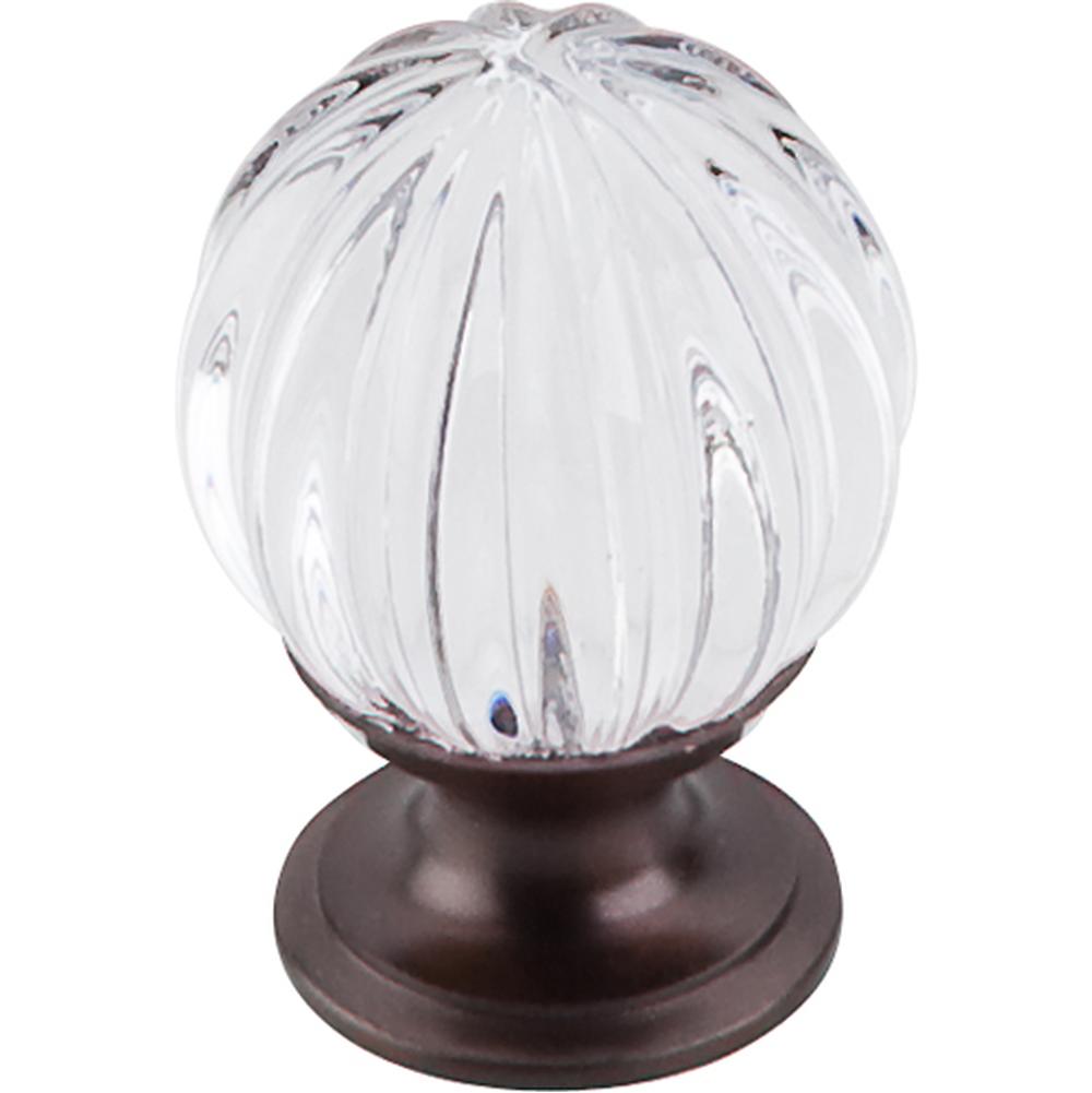 Top Knobs TK127 Clear Melon Crystal Knob 1 1/8" w/ Oil Rubbed Bronze Base