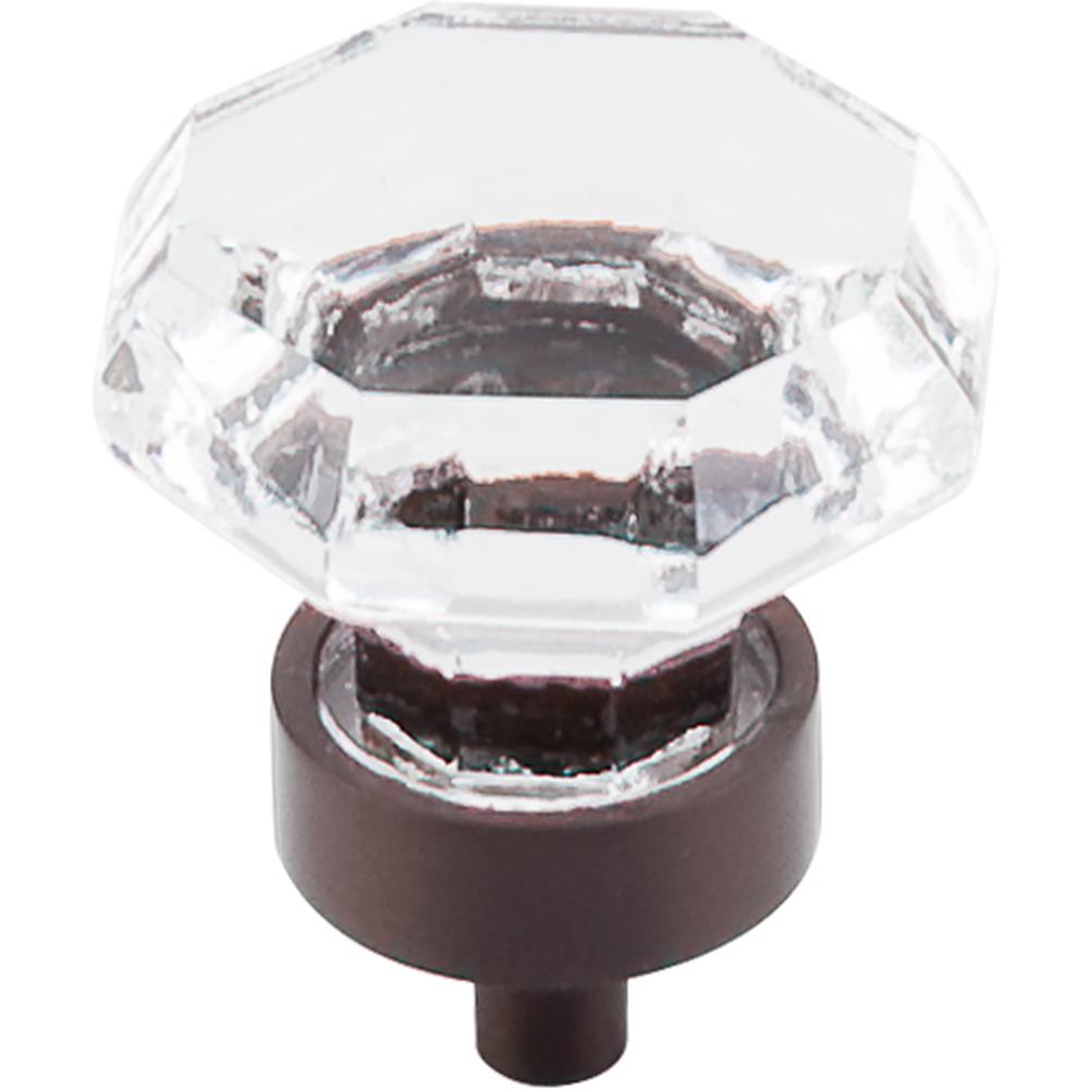 Top Knobs TK128 Clear Octagon Crystal Knob 1 1/8" w/ Oil Rubbed Bronze Base