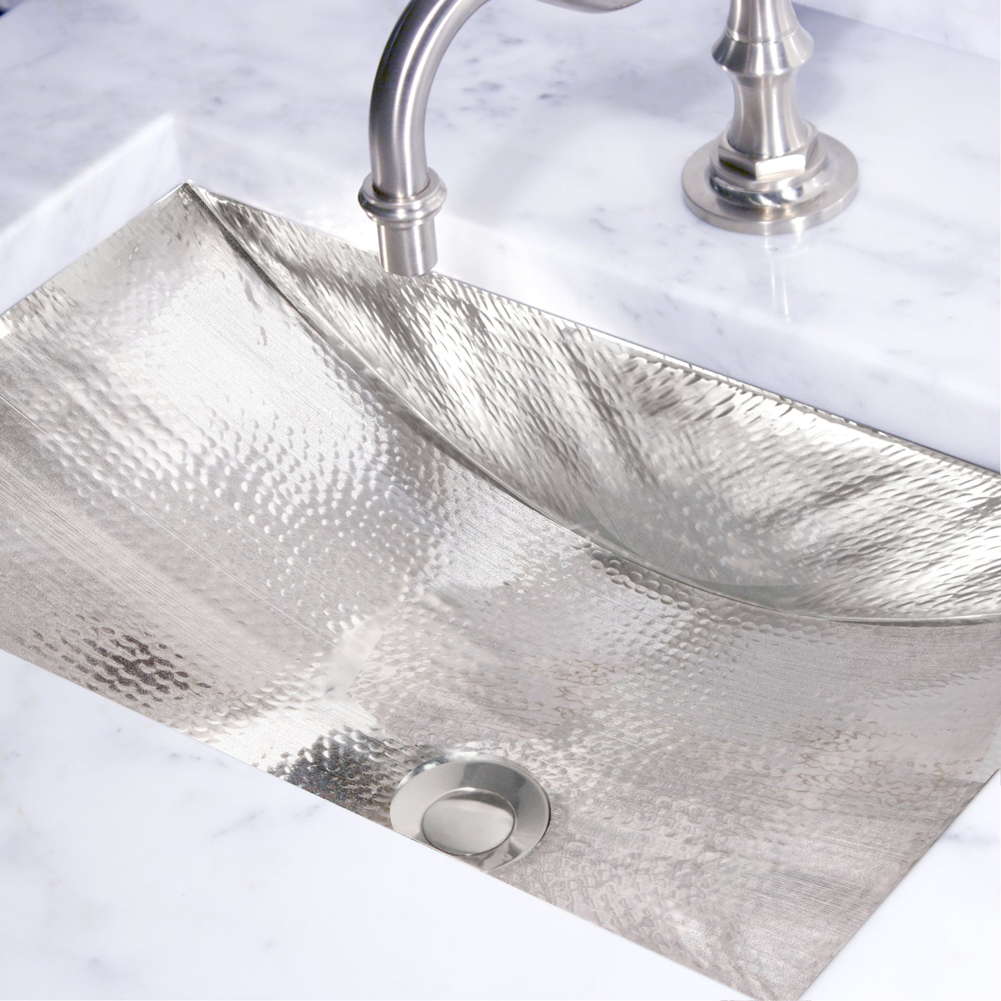 Nantucket Sinks TRS Hand Hammered Stainless Steel Rectangle Undermount Bathroom Sink