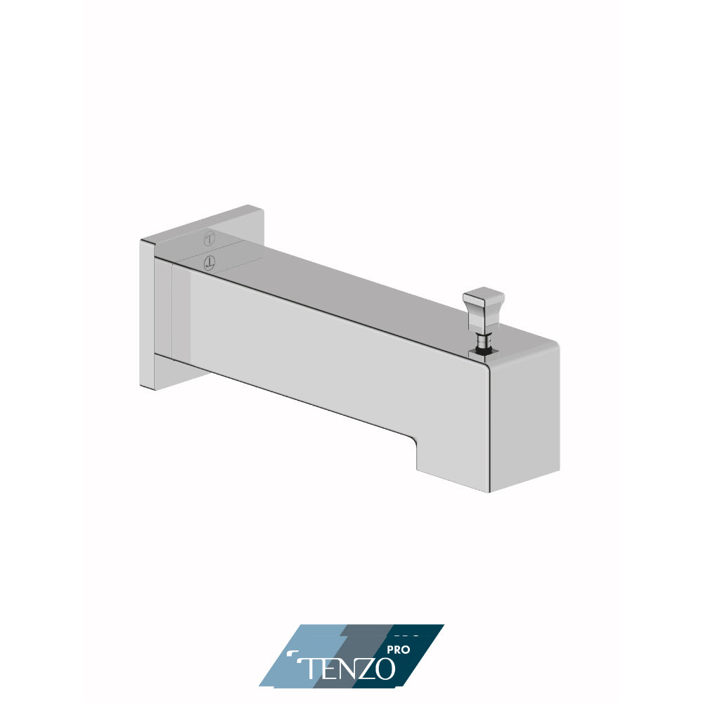 Tenzo BS-411D-CR Wall Mount Squared Spout With Deviator 15CM Brass Chrome