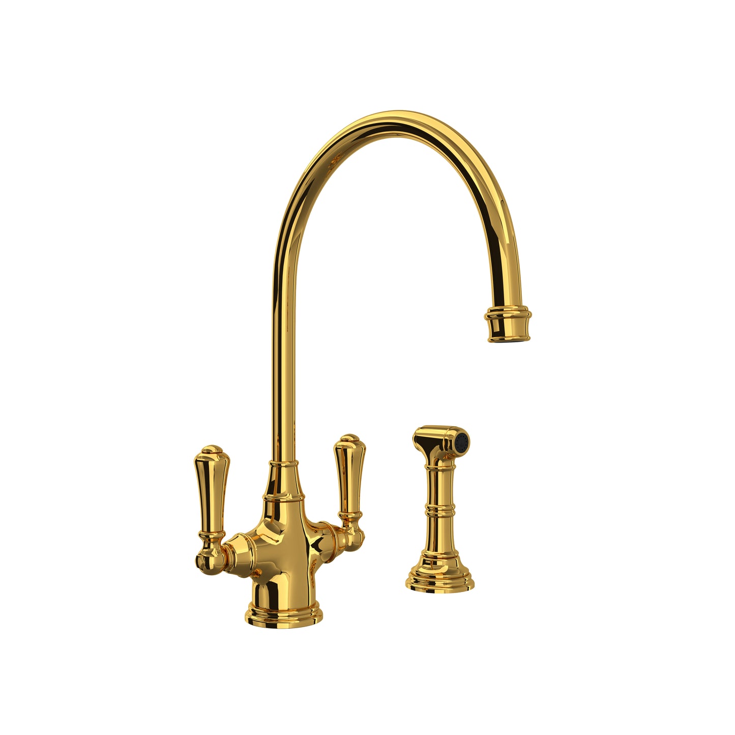 Perrin & Rowe U.4710 Georgian Era Two Handle Kitchen Faucet With Side Spray
