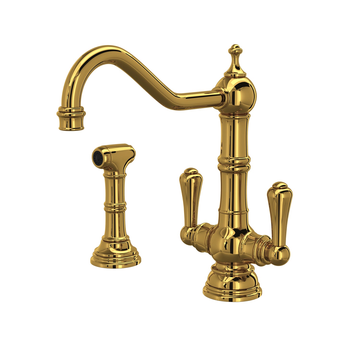 Perrin & Rowe U.4766 Edwardian Two Handle Kitchen Faucet With Side Spray