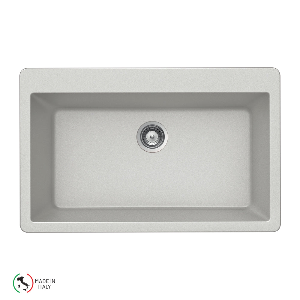 Houzer V-100 Cassiano Italian 33 inch Cloud Granite Composite Topmount Single Bowl Kitchen Sink